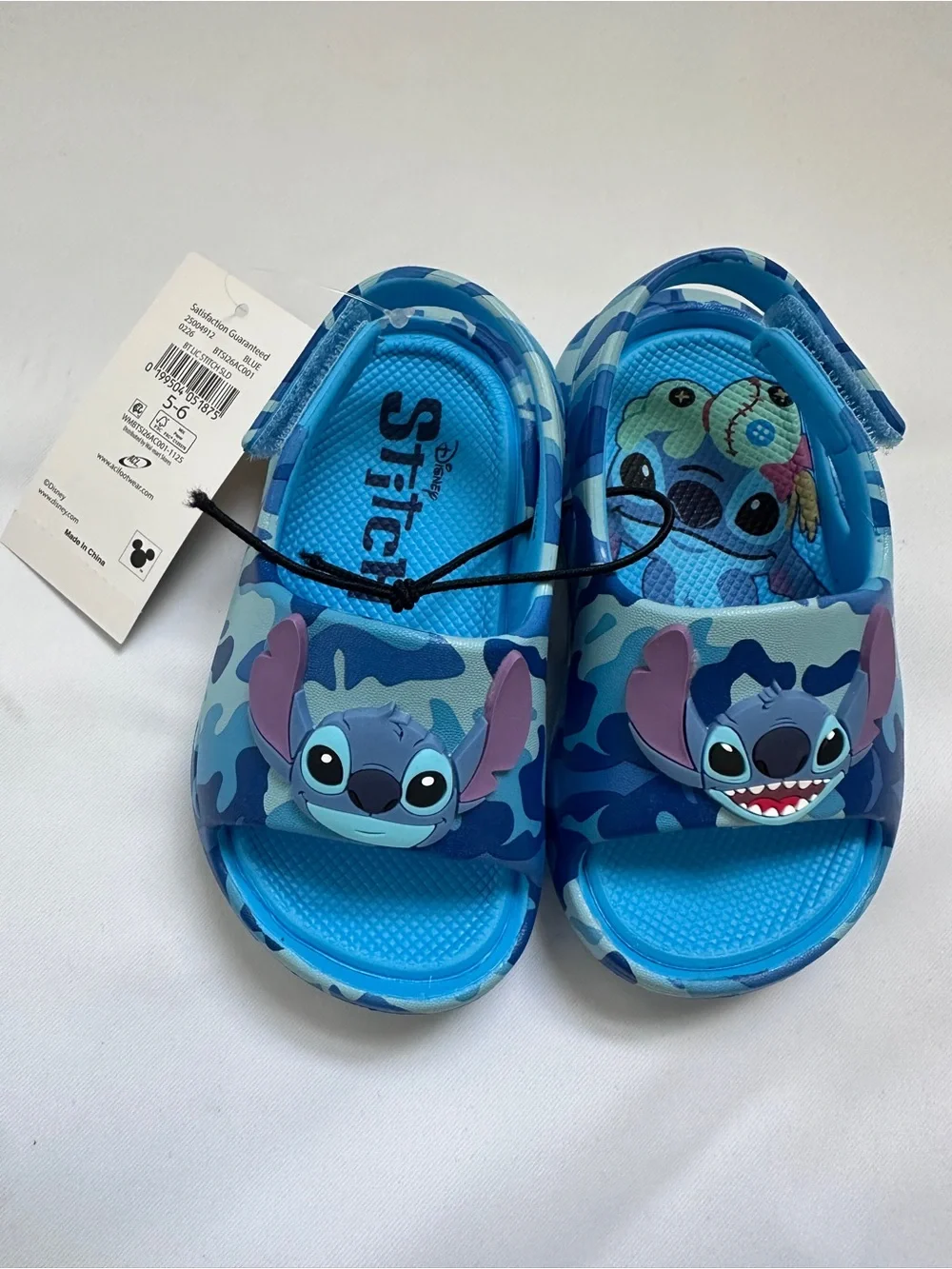 Disney Stitch Blue Camo Kids Sandals with Character Faces